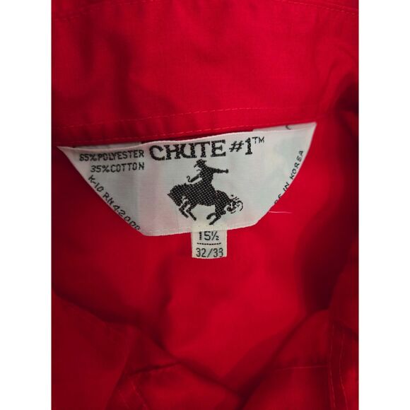 Chute 1 Vintage Western Cowboy Shirt Men 32/33 Neck 15.5 Black Pearl Button - Picture 3 of 6